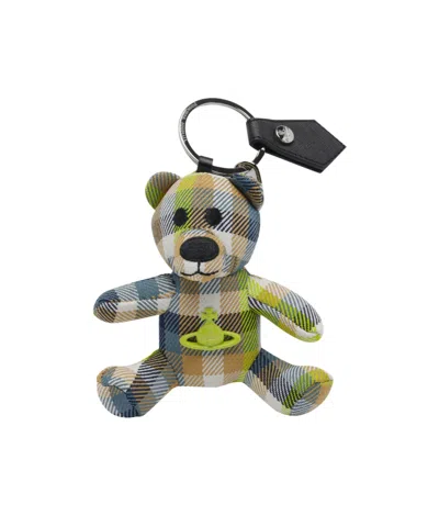 Vivienne Westwood Teddy Bear Tartan Keyring In Multi