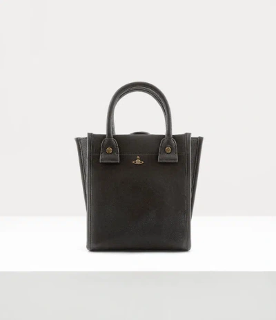 Vivienne Westwood Teddy Small Tote Bag Washed Leather Black