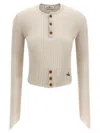 Vivienne Westwood Cropped Knitted Top Combining Cotton And Cashmere In Neutral