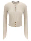Vivienne Westwood Cropped Knitted Top Combining Cotton And Cashmere In Neutral