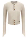 Vivienne Westwood Cropped Knitted Top Combining Cotton And Cashmere In Neutral