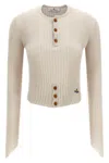 Vivienne Westwood Cropped Knitted Top Combining Cotton And Cashmere In White