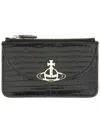 Vivienne Westwood Black Half Moon Croc-embossed Card Holder In Black