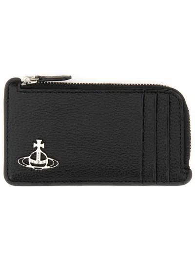 Vivienne Westwood Textured Black Card Holder With Distinctive Logo