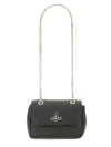 Vivienne Westwood Textured Black Handbag With Chain Strap In Black