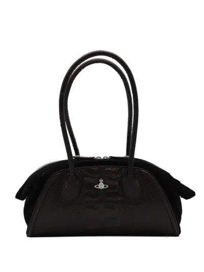 Vivienne Westwood Textured Dual-handle Handbag In Black