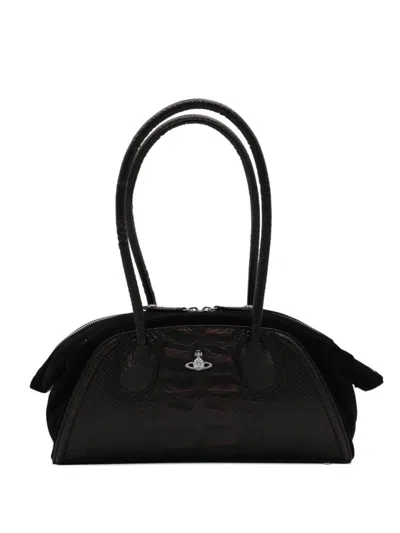 Vivienne Westwood Textured Dual-handle Handbag In Black