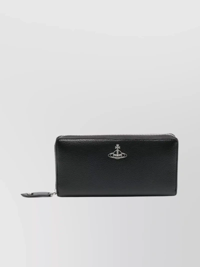 Vivienne Westwood Textured Faux Leather Wallets In Black