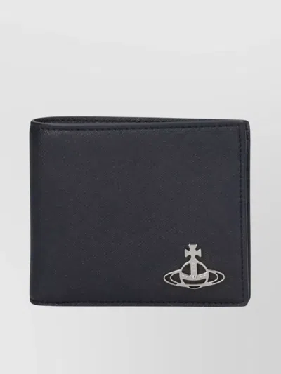 Vivienne Westwood Textured Leather Bi-fold Wallet In Black