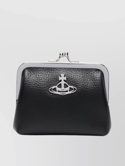 Vivienne Westwood Textured Leather Coin Purse In Black