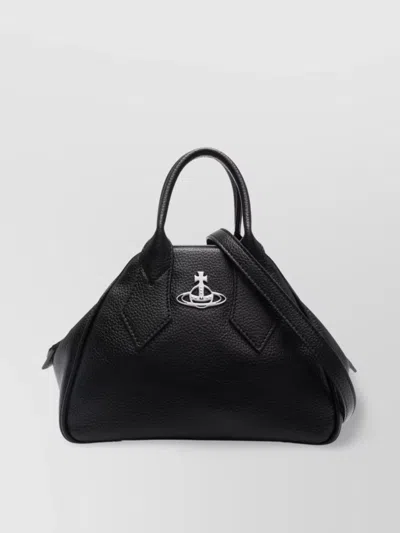 Vivienne Westwood Textured Pebbled Shoulder Bag With Adjustable Strap In Black