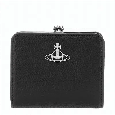 Vivienne Westwood Textured Polyurethane Wallet With Kiss-lock Closure In Black
