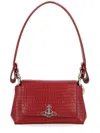 Vivienne Westwood Hazel Medium Red Embossed Croc Shoulder Bag In Red