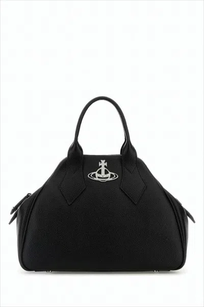 Vivienne Westwood Textured Synthetic Leather Tote Bag With Metallic Emblem In White