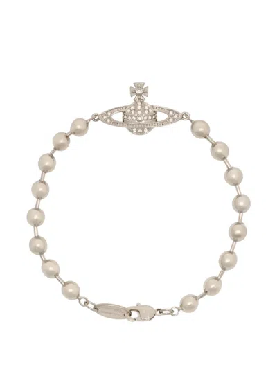 Vivienne Westwood Thames Mini Bas Orb-motif Crystal-embelished Bracelet In Orange