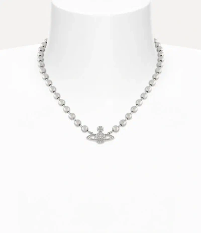 Vivienne Westwood Thames Mini Bas Relief Choker Silver Cubic Zirconia Women