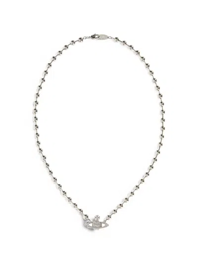 Vivienne Westwood Thames Mini Bas Relief Necklace In Silver