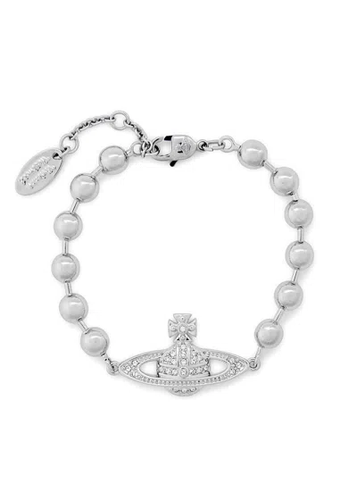 Vivienne Westwood Thames Mini Bas Relief Orb Bracelet In Silver