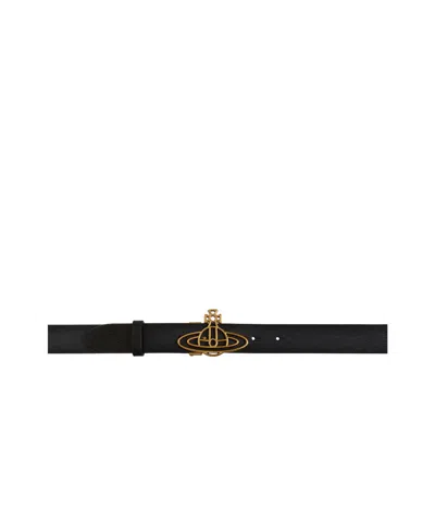 Vivienne Westwood Thin Line Orb Belt In Black
