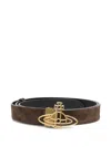 Vivienne Westwood Thin Line Orb Belt In Brown