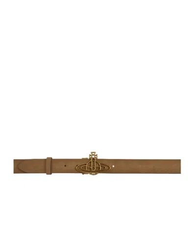 Vivienne Westwood Thin Line Orb Belt In Brown