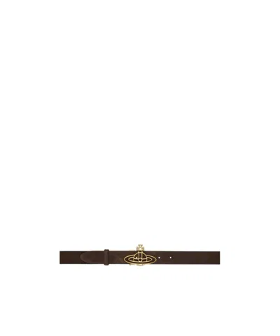 Vivienne Westwood Thin Line Orb Belt In Nude