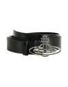 Vivienne Westwood Thin Line Orb Belt / Woman Belt Black Size Onesize Cow Leather In Black
