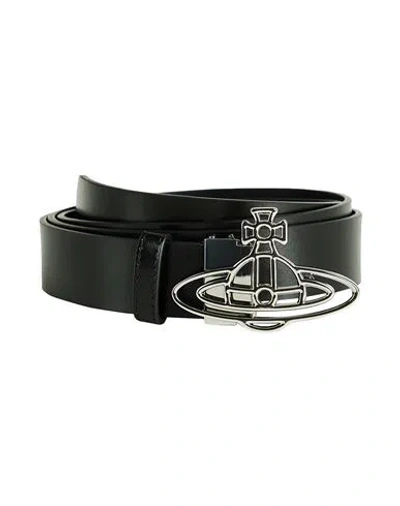 Vivienne Westwood Thin Line Orb Belt / Woman Belt Black Size Onesize Cow Leather