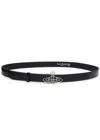 Vivienne Westwood Thin Line Orb Leather Belt In Black