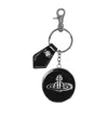 Vivienne Westwood Leather "orb" Keychain In Black