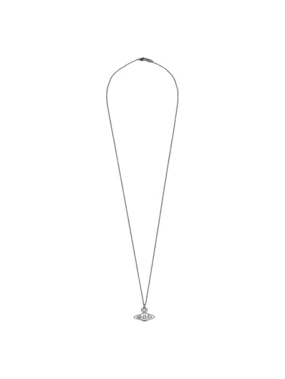 Vivienne Westwood Thin Lines Flat Necklace In Palladium