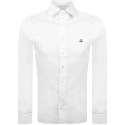 Vivienne Westwood Orb-embellished Cotton-blend Shirt In White