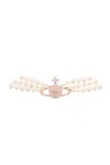 VIVIENNE WESTWOOD THREE-ROW PEARL BAS RELIEF CH