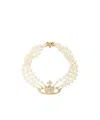 Vivienne Westwood Three Row Pearl Bas Relief Neckchain In White