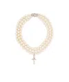 Vivienne Westwood Crystal Pearl Triple Strand Necklace In White