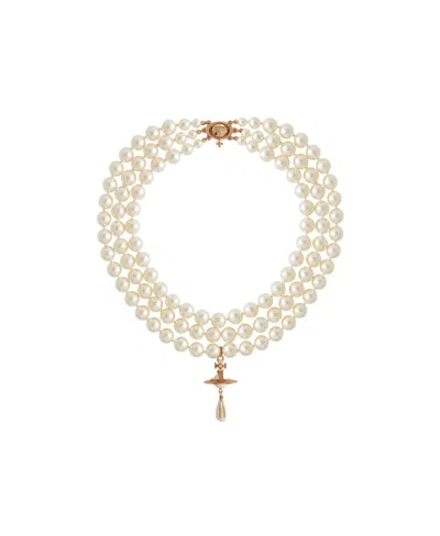 Vivienne Westwood Three-row Pearl Choker Necklace In Yellow