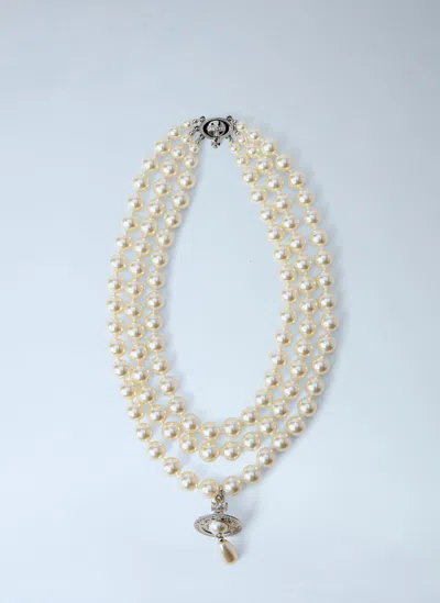 Vivienne Westwood Three Row Pearl Drop Choker In White