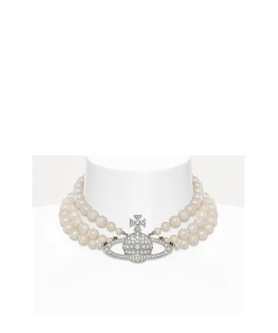 Vivienne Westwood Three Rows Of Pearl Necklaces In Yellow