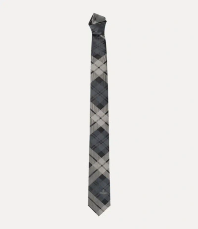 Vivienne Westwood Tie 7cm Grey Moonshine Tartan Men In Gray