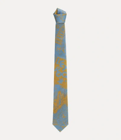 Vivienne Westwood Tie 7cm Let It Rock Light Blue  Men In Gray