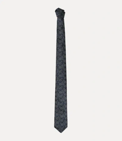 Vivienne Westwood Tie 7cm Navy Blue Graffiti Orb Men In Multi