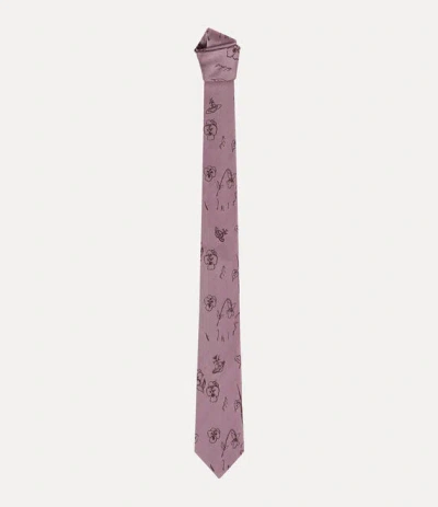 Vivienne Westwood Tie 7cm Pink Flower & Orb Men
