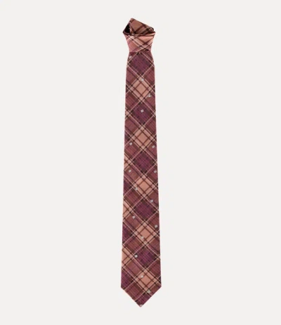 Vivienne Westwood Tie 8.5cm Louth Tartan Peach  Men In Orange