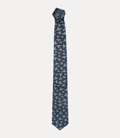 Vivienne Westwood Tie 8.5cm Navy Blue Logomania Men