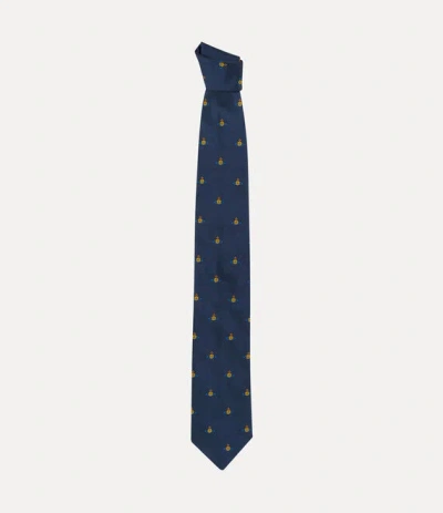 Vivienne Westwood Tie 8.5cm Navy Blue Multi Orb Men