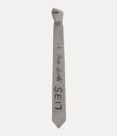 Vivienne Westwood Tie 8.5cm Silver Lies Men In Gray