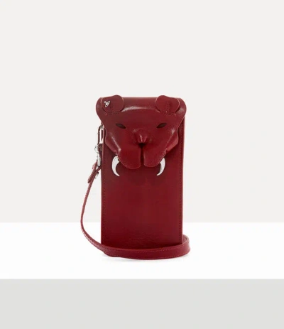 Vivienne Westwood Tiger Phone Bag Shiny Veget Tanned Red