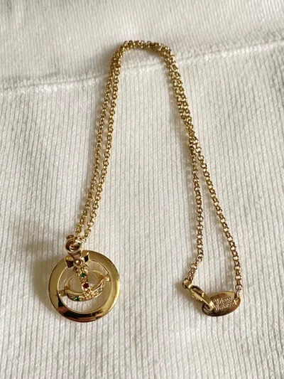 Pre-owned Vivienne Westwood Tilted Orb Necklaces In Gold