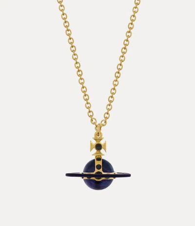 Vivienne Westwood Tiny Original Orb Pendant Necklace Gold-dark-purple-enamel-berry-blue-cz-jet-crystal Gold-dark-purpl