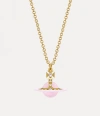 Vivienne Westwood Tiny Original Orb Pendant Necklace Gold / Pink Cubic Zirconia / Enamel Women In Gold / Pink